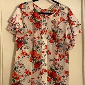 Beautiful Unique Vintage Flowered Blouse. Size 3x.